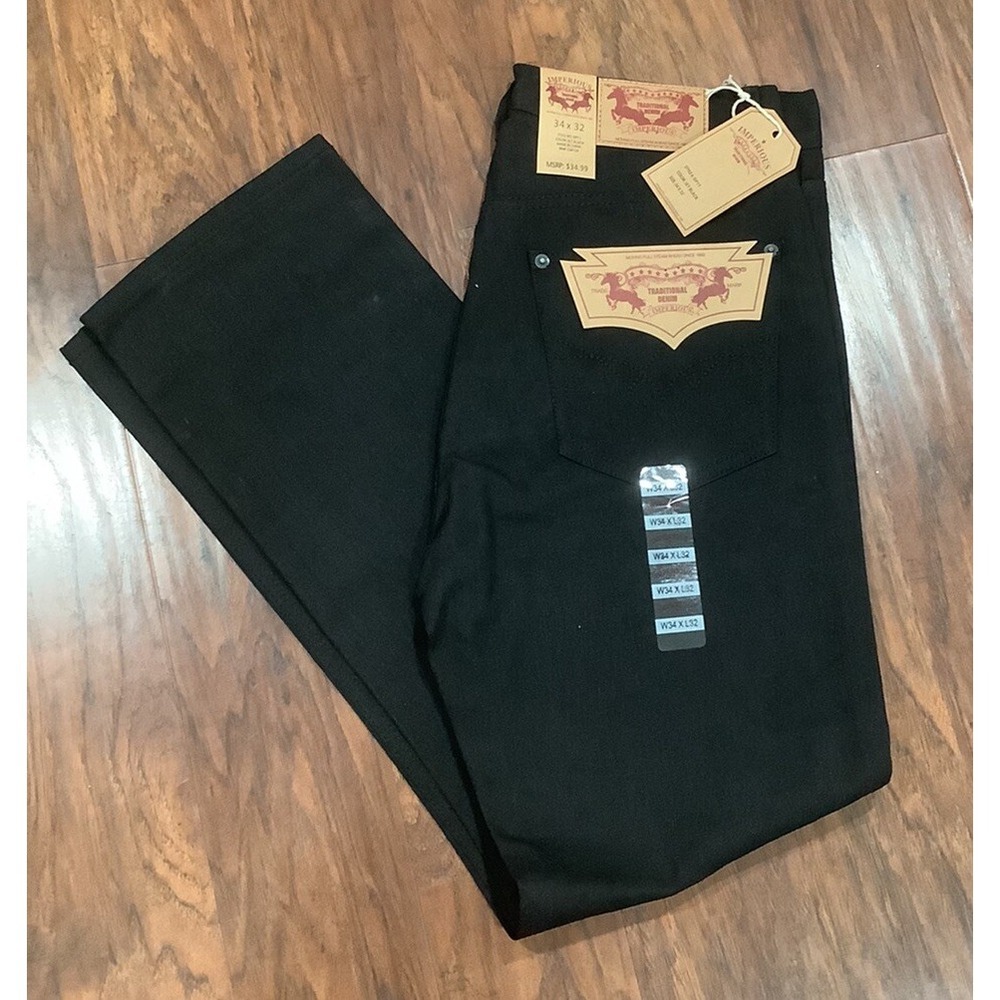 Vntg Imperious Jeans Mens 34x32Black Denim Y2K 90s